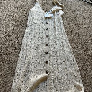 Favluv beachy maxi button up sweater tank size L